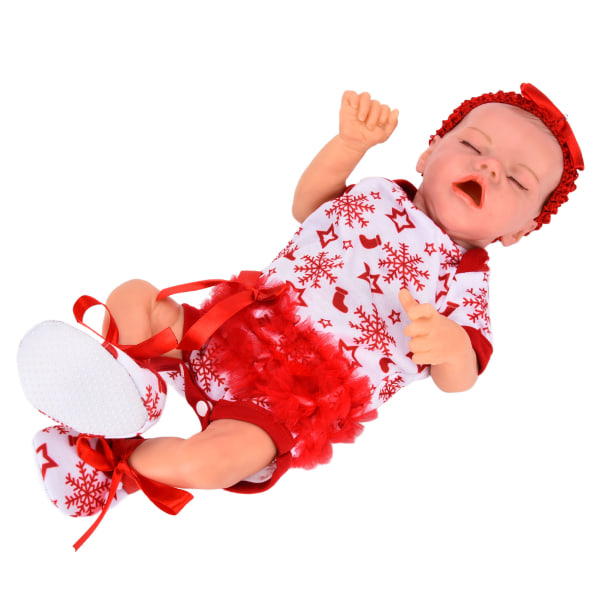 Genfødt spædbarnsdukke 18 tommer nyfødt babydukke med tøjsutteflaske Gavesamling til børn