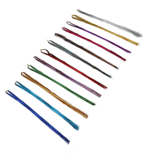 Hair Tinsel Kit Girls Extensions with Tool 12 farger Glitrende skinnende med Highlights Glitter