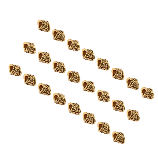 24 STK Hårperler metall urgammelt gull antikk stort hull hårfletting armbånd anheng 10 X 9 mm