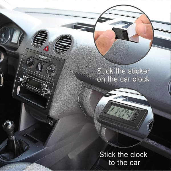 4 stycken elektroniska klockor med självhäftande pad LCD digital bilklocka bord bilpresent