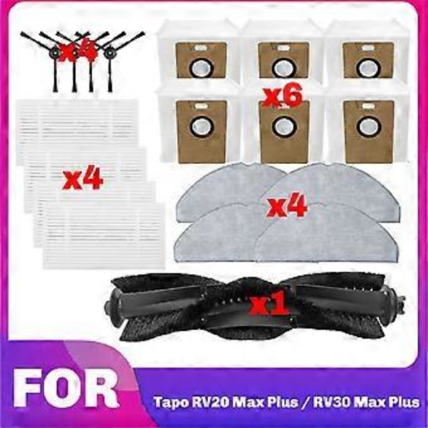 För RV30 / RV20 / RV30 Max / RV20 Max Huvudsidoborste Hepa Filter Mopp Påse Delar