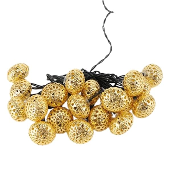 20LED Solcellelampe Globus Lysstreng Dekorationslys til Julefest Guld