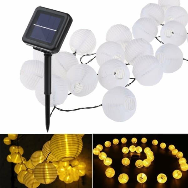 Solcelle Rislampe Lyslenke Papirlykt LED 3,5m 10 Lykter_qq