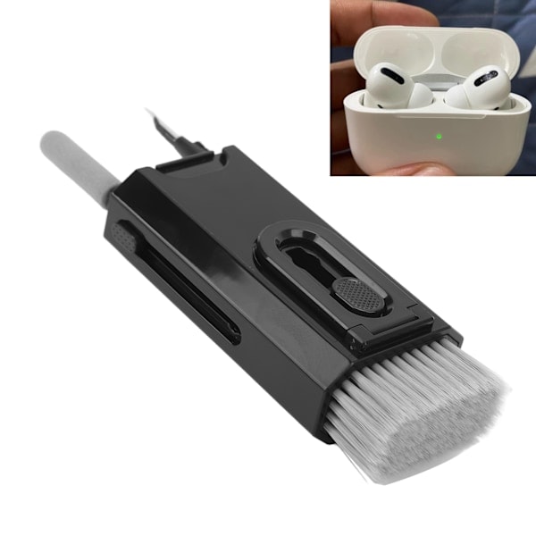 8-in-1 Cleaning Brush for Phone Multifunctional Cleaning Brush for Computer Keyboard Headset Laptop Camera Lens Black