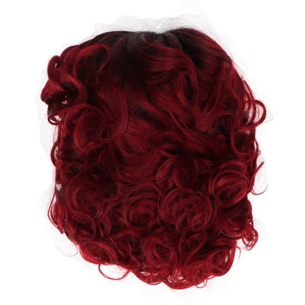 Lockig kort peruk Vinröd kvinnor peruk Gradient Färg Justerbar Bekväm för fest