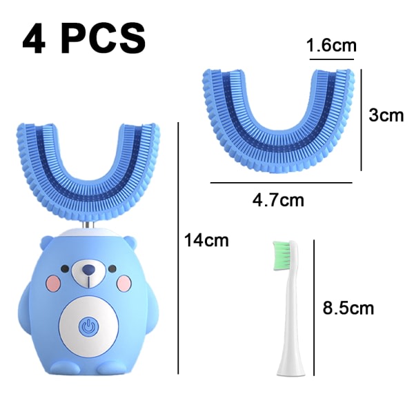 Elektrisk tannbørste for barn i U-form, sonisk tannbørste for barn, tegneseriestil 3