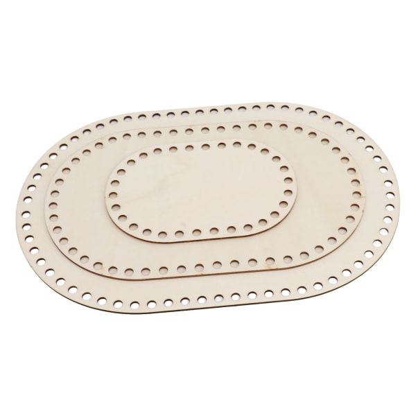 3 stk trekurv bunn oval blank solid heklekurv trebase for DIY kurvvevingsutstyr Håndverk