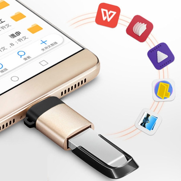 OTG Type C Adapter Type C til USB-stik USB 3.0 til tilslutning af mus Tastatur Mobiltelefon U Disk Sort