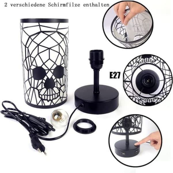 Touch sengelampe, skrivebordslampe med 2 USB-porte, 3 intensitetsniveauer