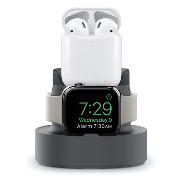 IOS-puhelimen nappikuulokkeille Watch latausasema Monitoiminen silikonikuulokkeiden watch lataustelakka IOS-puhelimen harmaalle