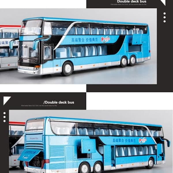 Legeringsbussmodell Dobbel Sightseeingbuss BLÅ blå
