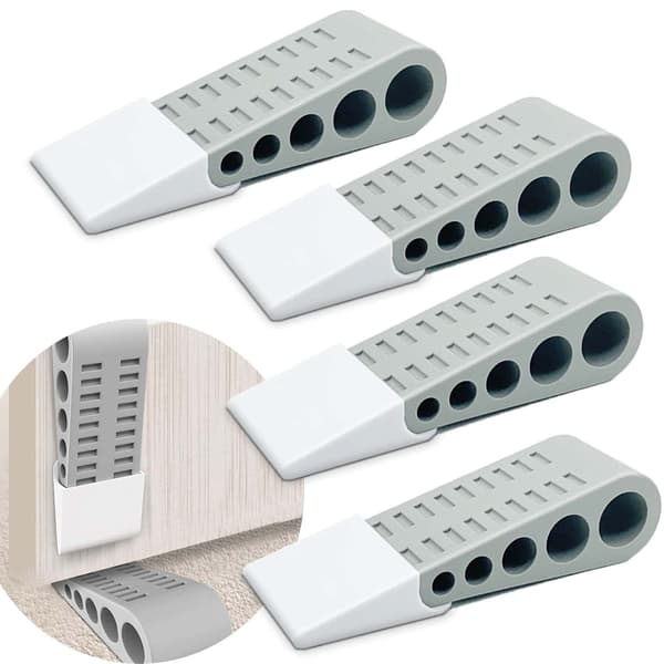Dørstopper, 4-pak gummidørstopper med holder