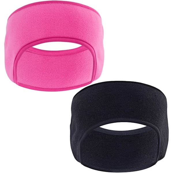 Fleece Ørevarmere Pandebånd/Øremuffer Vinterpandebånd til Voksne Mænd & Kvinder (Sort, Pink, 2 stk)