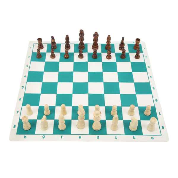 Internationalt skaksæt skakbrikker med PU skakbræt skakbrætspilsæt til professionelle begyndere
