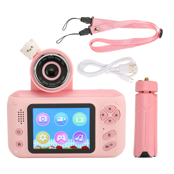 Barnekamera Multifunksjon Forside Bak 180 graders vinkel Foto Video MP3 digitalt minikamera for 3 til 12 år gammel
