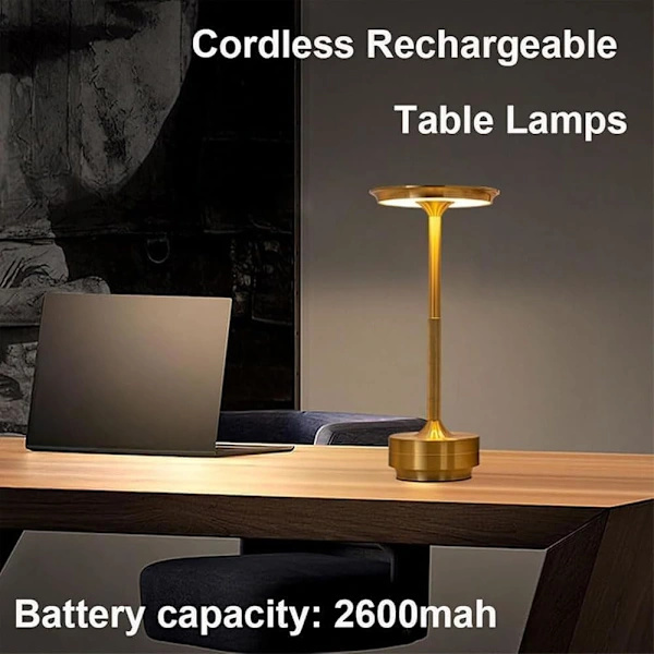 Trådløs Gull Touch-lampe med 3 Fargemoduser & Øyebeskyttelse Gull