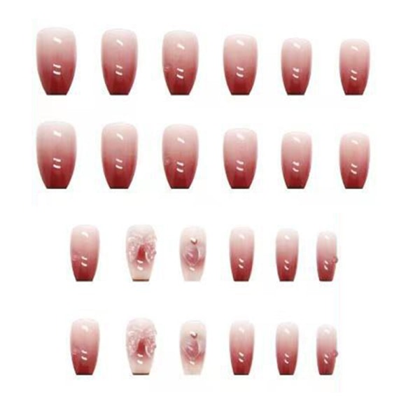 Falska naglar Franska spets Tryck på naglar, glansigt lim på naglar Cover lösnaglar med strass