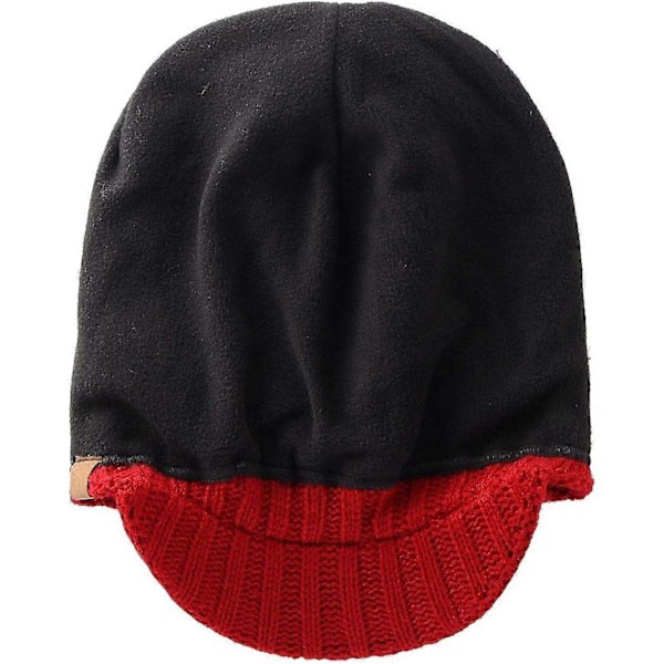 Hatt med skygge til mænd, vinter, strikket, tyk, udendørs Rød Red One Size