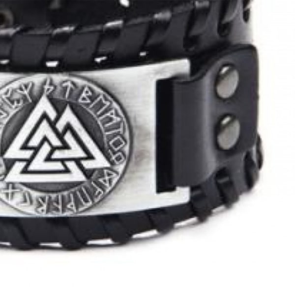 PU Læderarmbånd Europæisk Retro Smukt Sort Viking Totem Armbånd til fester Cosplay