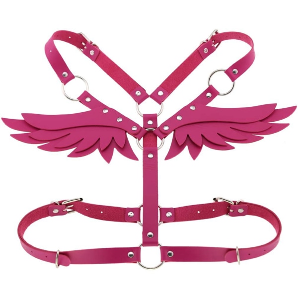 AngeL's Wing Dame Læder Korset Suit med krydset rem Body BH Taljebælte Bondage (lilla rød)