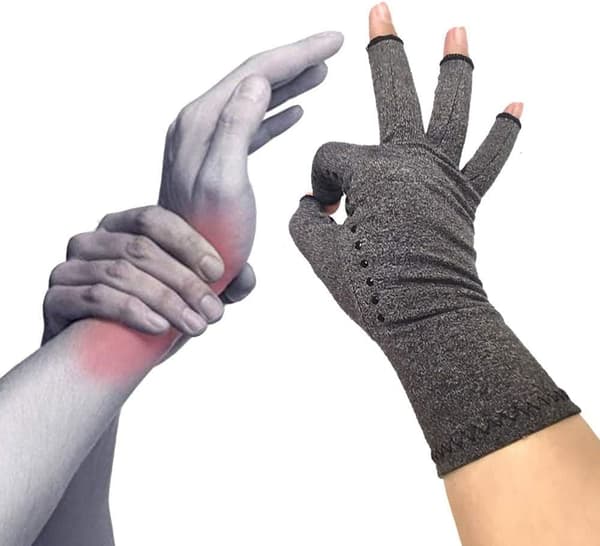 Kompressionshandsker - Reumatisme & Arthritis - Størrelse XL - Halve Fingre - Grå
