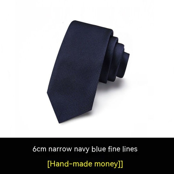 Affärsklädsel, 8 cm slips, handslips for män, profesjonelle 6 cm små marinblå finkornig slips, i ett stykke