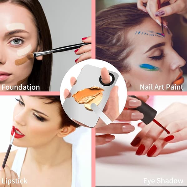 Professionelt Blandingspalet Sæt - Transparent Makeup & Spatel Kosmetik Til Makeup, Neglekunst Silver_yu