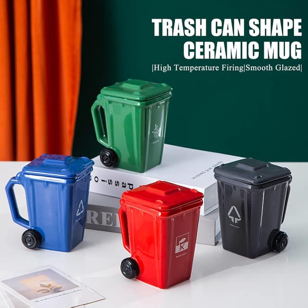 Keramisk Soptunna Tema Mugg, Soptunna Mugg, Nyhet Mugg, Soptunnaformad Keramisk Mugg, 401-500ml