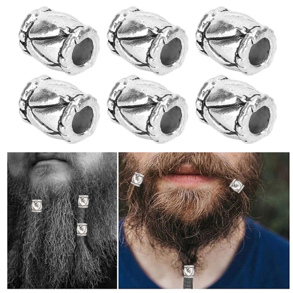 50 stk Retro skæg Hårperler Tøndeformede hårfletteperler Legering Smykker Tilbehør Sølv