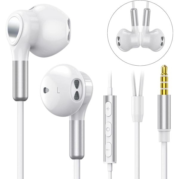 Paris Kablede Øretelefoner, Kablede In-Ear Øretelefoner, In-Ear Øretelefoner med 3,5 mm Jack, Kablede Øretelefoner med Mikrofon og Volumkontroll