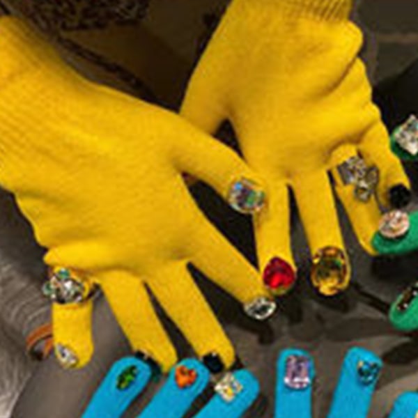 Rhinestone Nail Gloves DIY Professional Hold Warm Fortykning Full Finger Myke Nail Rhinestone hansker for manikyr gul