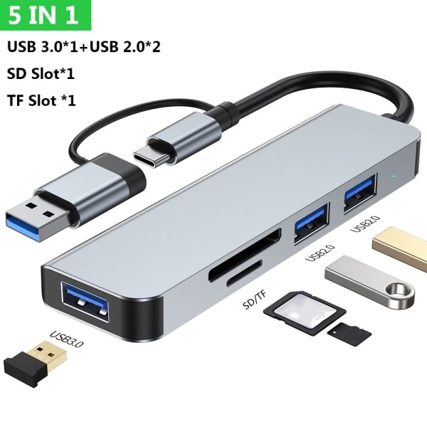 USB C -keskitin USB 3.0 Type-C Splitter Multiport Dock Station 5 IN 1 5 IN 1 5 IN 1