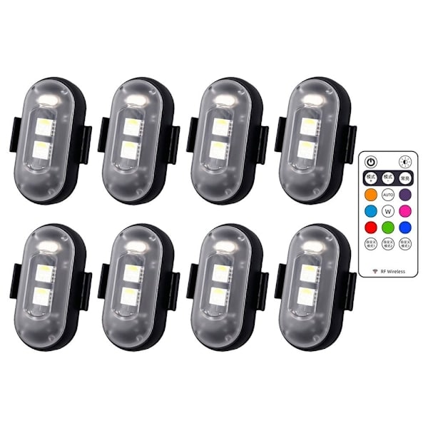 Fargede LED Strobelys Flylys 8 stk 8Pcs