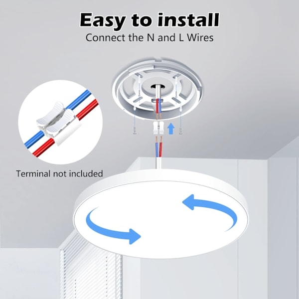 Paris_LED-loftlampe, loftlampe, LED loftlampe 24W, 6500K, 2000LM, IP44 vandtæt rund moderne enkel hvid badeværelseslampe til kælderrum Ø30cm