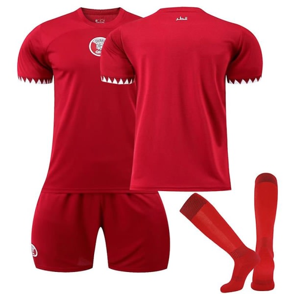 Qatar World Cup hemmatröja Qatar Team Jersey Fotbollströja T-shirt Shorts Kit Fotboll 3-delade set för barn Vuxna Adult L（175-180cm）