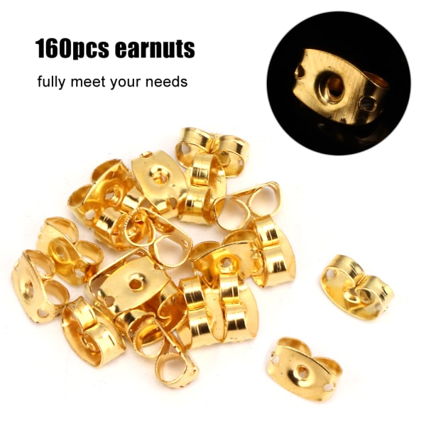 160 kpl metalliset kultakorvakorujen selkärullat liukumattomat korvapähkinät tee-se-itse koruja varten