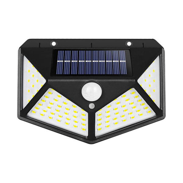 Paris Solcellsdriven Vägglampa för Hem, Rörelsedetektering, 100 LED, Utomhus Trädgård, Laddningsbar Solpanel, Inomhus och Utomhus