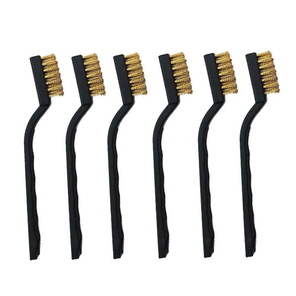 Mini Mässing Wire Brush, sett for rengjøring svets slagg og rost, 6 stykker