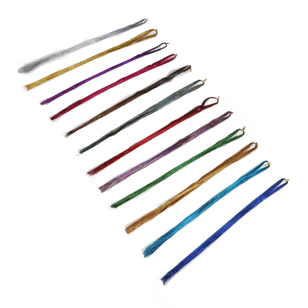 Hair Tinsel Kit Girls Extensions med værktøj 12 farver funklende skinnende med highlights glitter