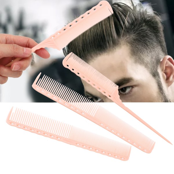 3 stk løsende hårkam Hjemmesalong Bærbar frisørhalekamsett Stylingverktøy Lys rosa