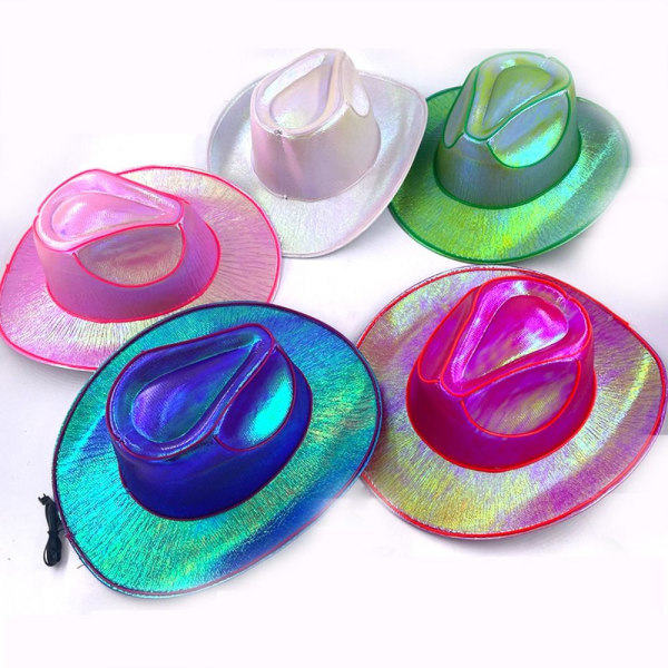 Langaton Led Cowboy Hat Iridescent Jazz Hat PUNAINEN punainen