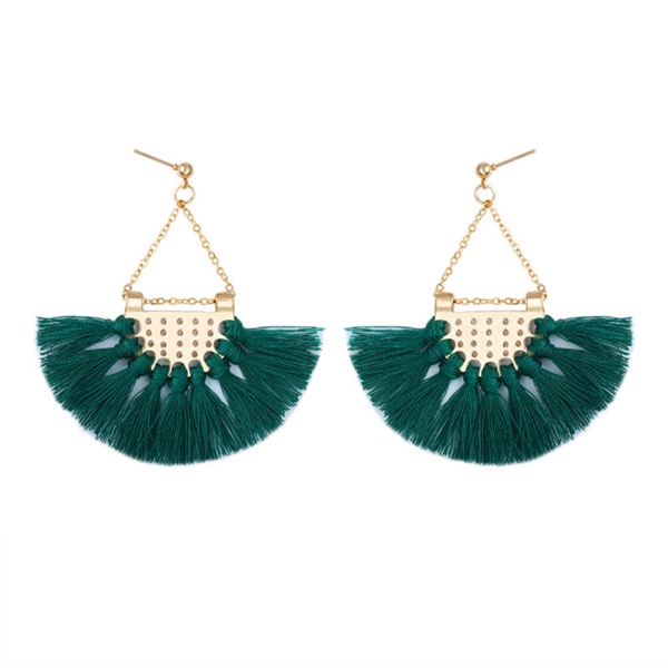 Bohemsk mote vifteformede dusk øredobber Legering eardrop smykker tilbehør gave (grønn)