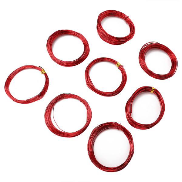 8 ruller 0,6?3 mm gjør-det-selv-smykker perletråd Aluminium håndverkstråd for smykkefremstilling rød