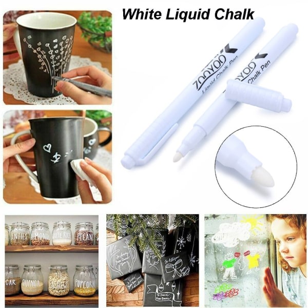 10 stk White Liquid Chalk Pen Black Board Marker Sletelig 10 stk 10pcs