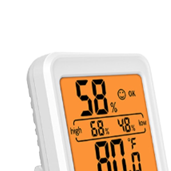 Termometer Hygrometer Digital temperaturmätare för luftfuktighet inomhus med bakgrundsbelysning för Greenhouse White