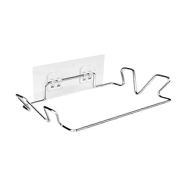 Vægmonteret papirkurvs-holder uden boring, rustfrit stål, sølv, 18,5*14*4cm