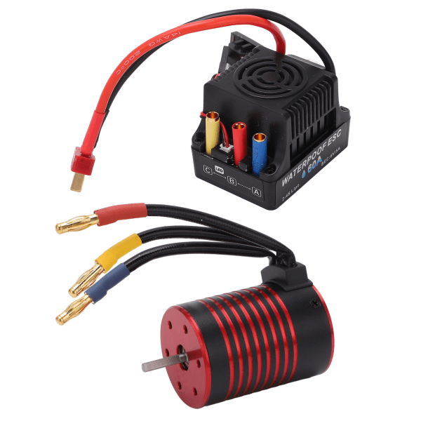 GTSHYTENRC 3650 Sensorløs børsteløs motor med 60A ESC elektrisk hastighedsregulator til 1/10 RC bil 4500KV