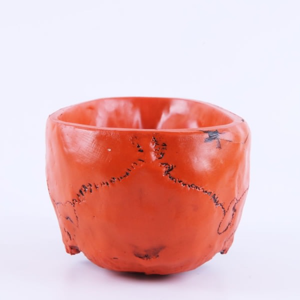 Human Skull Head Design Blomkruka Hem Container Replica Container Oranssi Röd