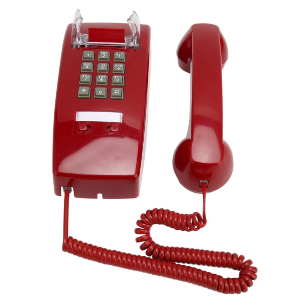 Gammal stil retro väggtelefon vattentät fast telefon med sladd med lurens volymkontroll för hemmakontor Röd