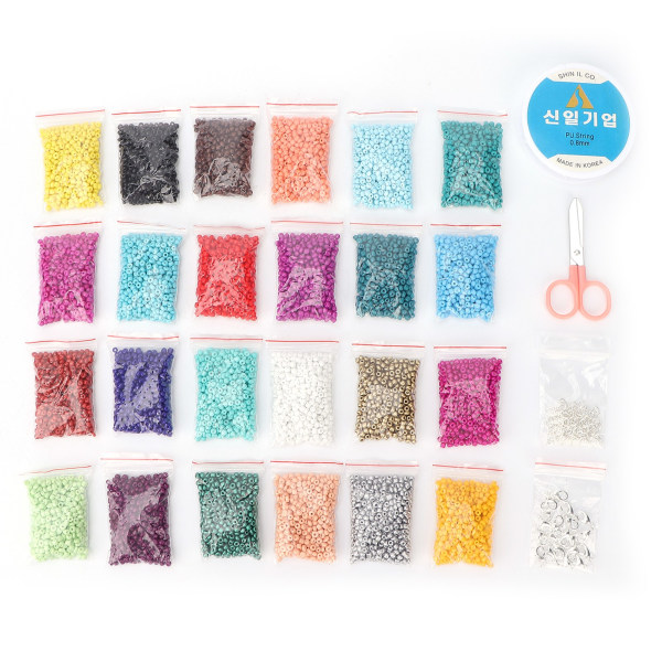 24 farger 3 mm perler smykkefremstillingssett DIY smykker armbåndfremstillingsverktøy, tilbehør